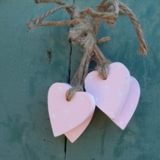 TYH-4: PACK OF 5;  4CM LIGHT PINK POLKADOT HEARTS