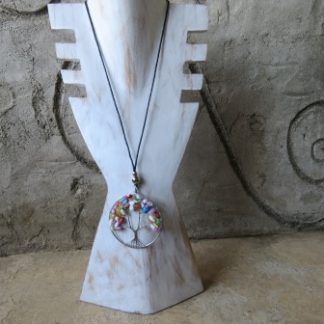 BAC10: EARTH STONE MIXED COLOURS "TREE" NECKLACE