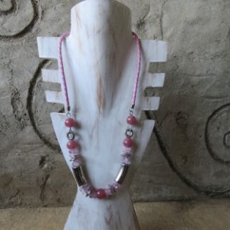BAC14: PINK / SILVER NECKLACE