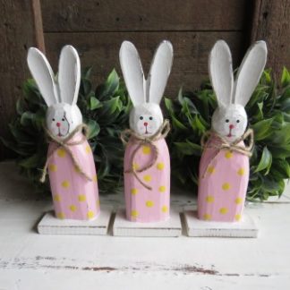 PE6-2: PACK OF 3;  20CM PINK POLKADOT BUNNY'S