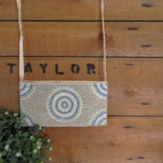 BB33-4: YELLOW/BLUE BEADED BAG