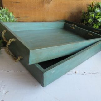MA54-50: SET OF 2 BOTTLE GREEN TRAYS