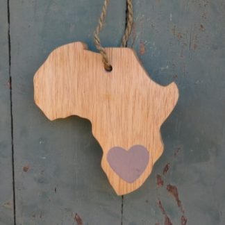 KU02: NATURAL/GREY HEART  MAP OF AFRICA