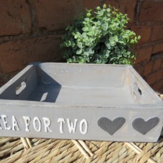 IKC46-6: SMALL GREY "TEA FOR TWO" TRAY