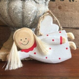 PE14: 18cm WHITE/RED DOTS FLYING ANGELS