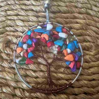 BAC101:Earth Stone Mixed stone Tree Necklace
